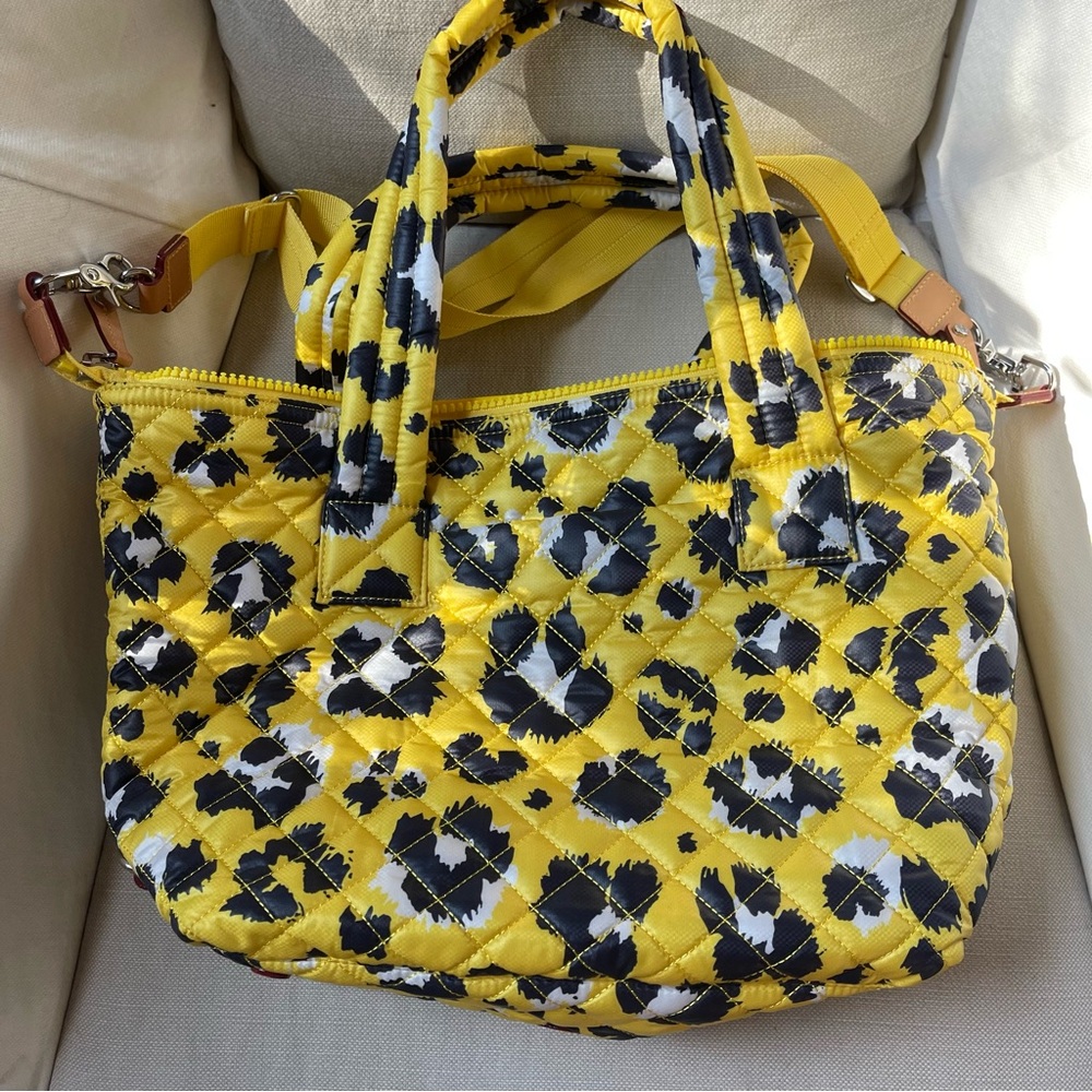 Mz Wallace yellow leopard medium tote bag